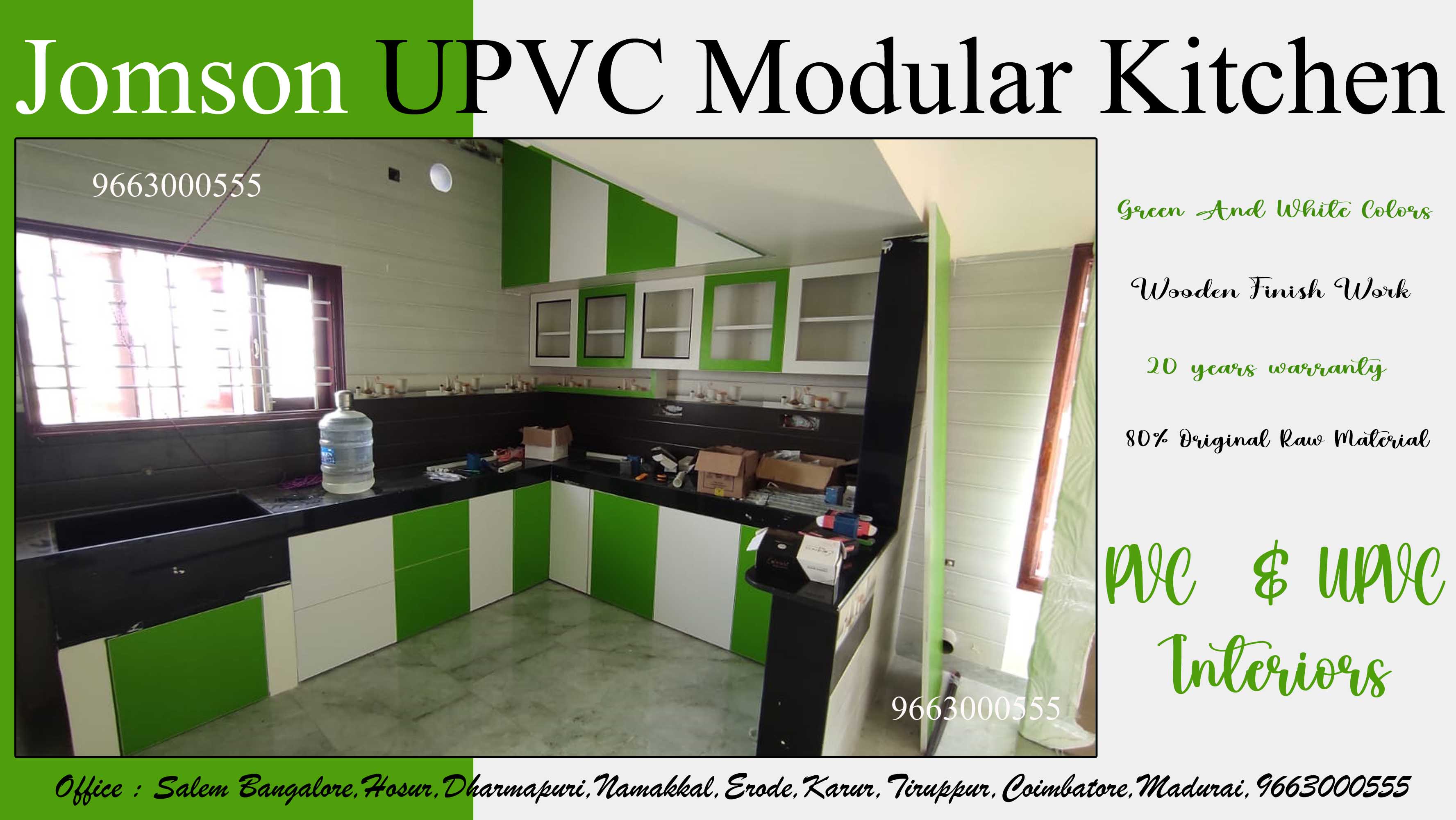 green color modular kitchen